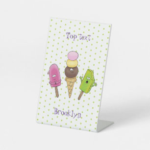 Niedliches Trio aus Cartoon-Eis Sockelschild