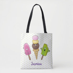 Niedliches Trio aus Cartoon-Eis Tasche
