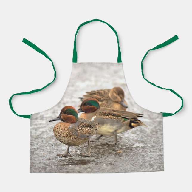 Niedliches Trio der grünen Teals Ducks Schürze (Vorderseite)