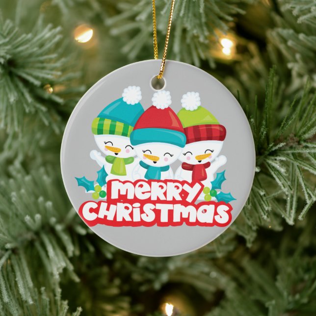 Niedliches Trio von Snowmen - Urlaub Keepake Keramik Ornament (Baum)
