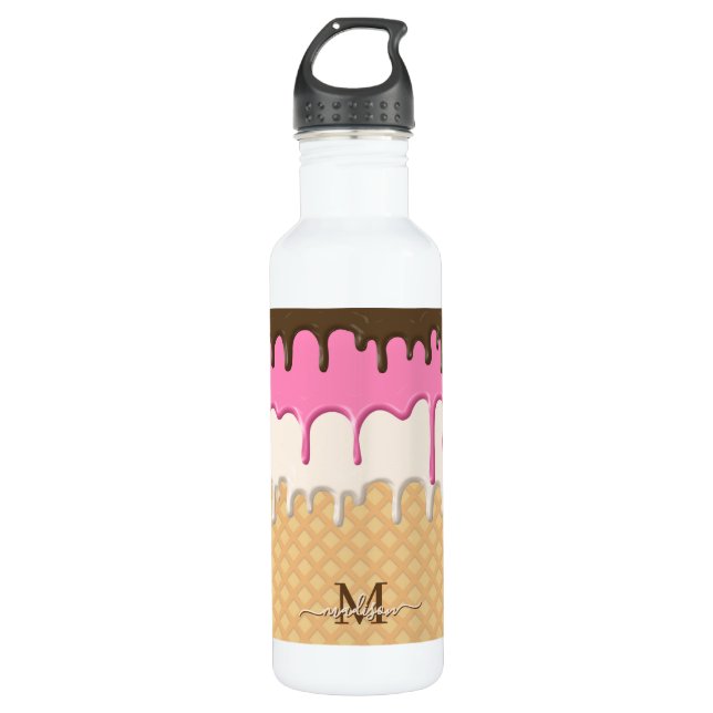 Niedliches Tropfeiscreme-Waffelkone Edelstahlflasche (Vorderseite)