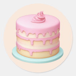Niedliches Tropfen Pink Cake Emoji Runder Aufkleber