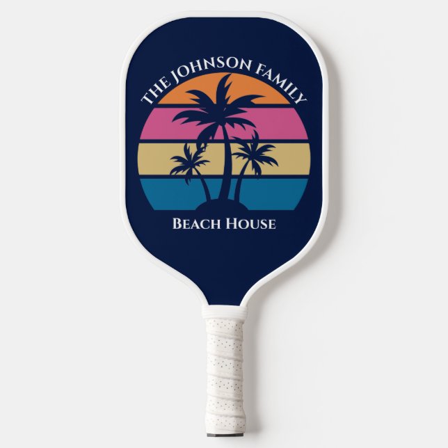 Niedliches Tropical Beach Palm Tree Custom Beach H Pickleball Schläger (Vorderseite)