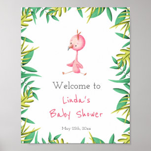 Niedliches Tropical Flamingo Girl Babydusche Empfa Poster