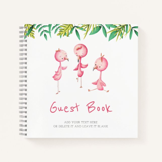 Niedliches Tropical Flamingo Rental Vacation Guest Notizbuch (Vorderseite)