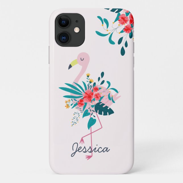 Niedliches tropisches Flamingo Case-Mate iPhone Hülle (Rückseite)