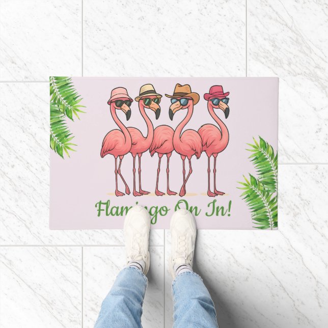 Niedliches tropisches Flamingo Fußmatte (Indoor)