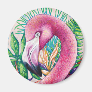 Niedliches tropisches Rosa Flamingo Magnet