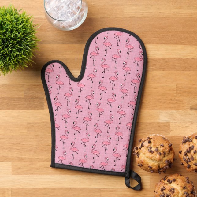 Niedliches tropisches Rosa Flamingo Ofenhandschuh (Oben unten)