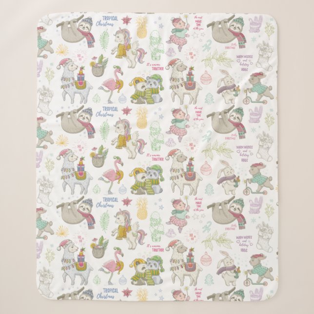 Niedliches tropisches Weihnachtssherpa Blanket Sherpadecke (Vorderseite)