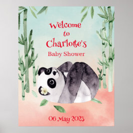 Niedliches Tumbling Panda Gender Baby Dusche Willk Poster