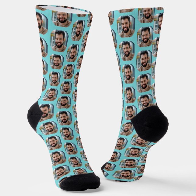 Niedliches Türkis-Boyfriend-Foto für Freundin Socken (Gewinkelt)