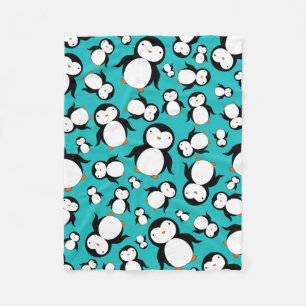 Niedliches Türkis Penguinmuster Fleecedecke