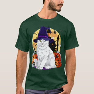 Niedliches Türkisches Angora Kat Halloween Hexenkü T-Shirt