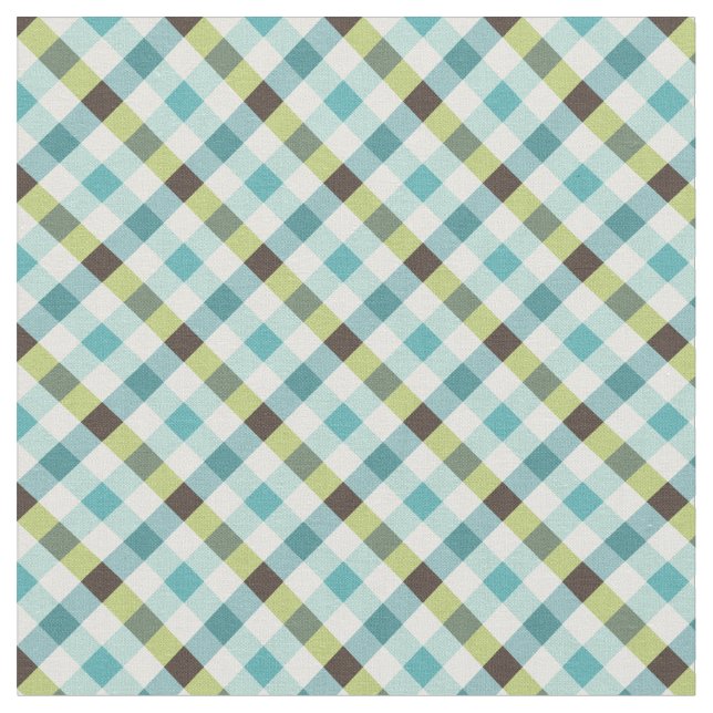 Niedliches türkisfarbenes Gingham-kariertes Muster Stoff (Nahaufnahme)