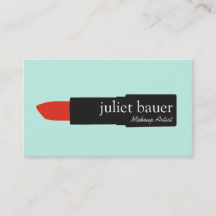 Niedliches türkisfarbenes Makeup-Artist-Lipstick-L Visitenkarte