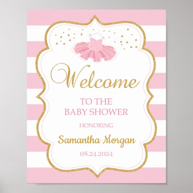 Niedliches Tutu Kleid Babydusche Begrüßungszeichen Poster (Vorne)