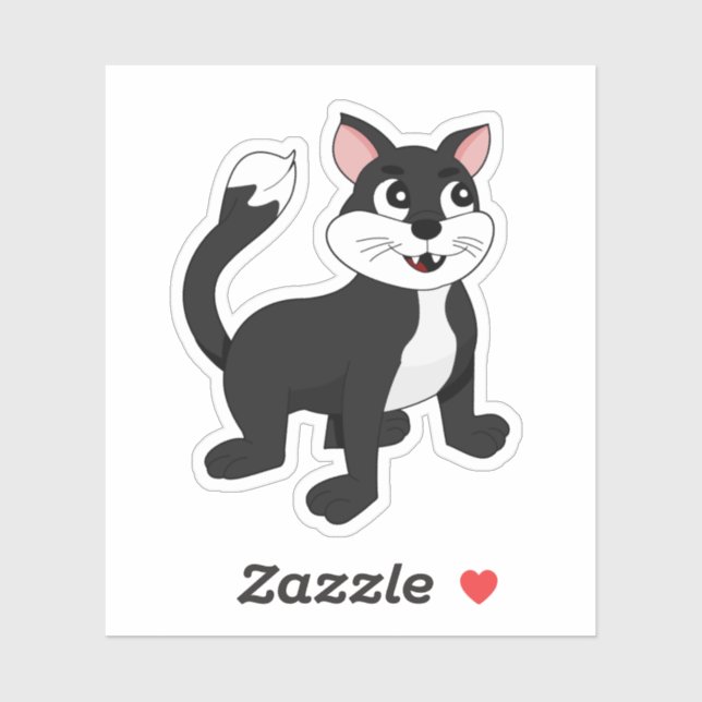 Niedliches Tuxedo Cartoon Kitten - Vinyl Aufkleber (Blatt)