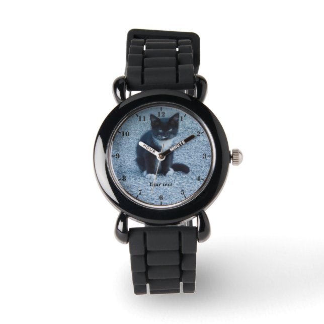 Niedliches Tuxedo Kitten personalisieren Armbanduhr (Vorderseite)