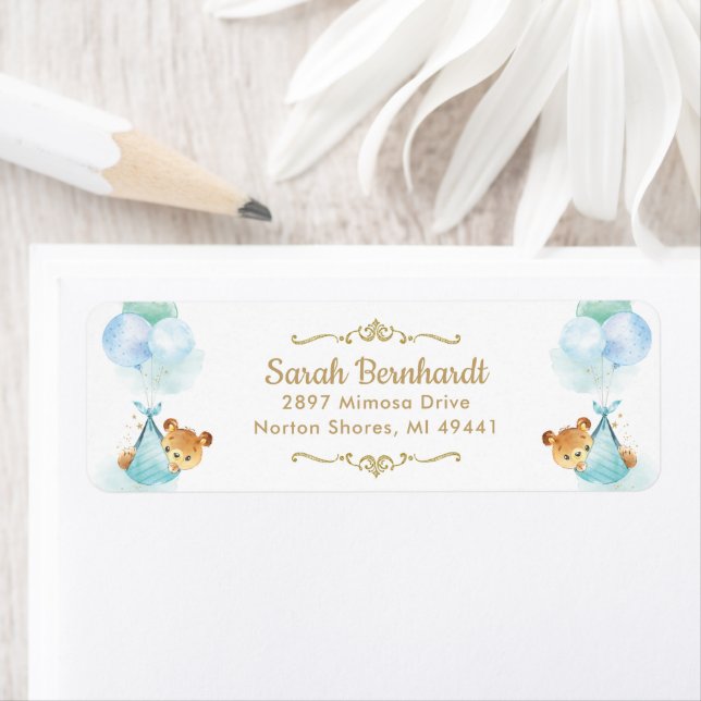 Niedliches Twins Boys Teddy Bears Baby Showlabel (Insitu)