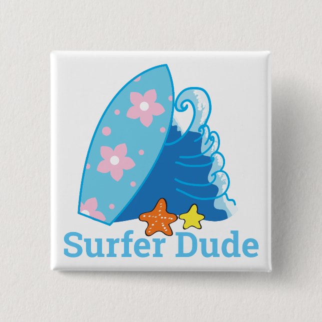 Niedliches Typ Surfboard und Wave Button (Vorderseite)