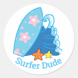 Niedliches Typ Surfboard und Wave Runder Aufkleber