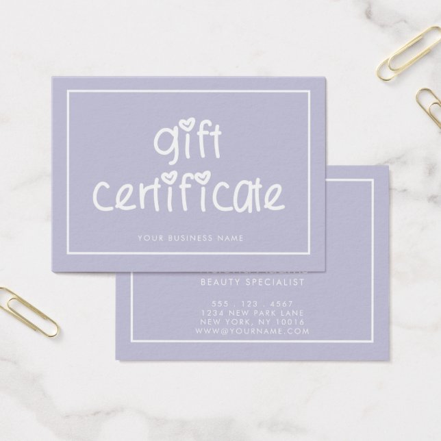 Niedliches Typografie-Geschenkzertifikat (Büro)
