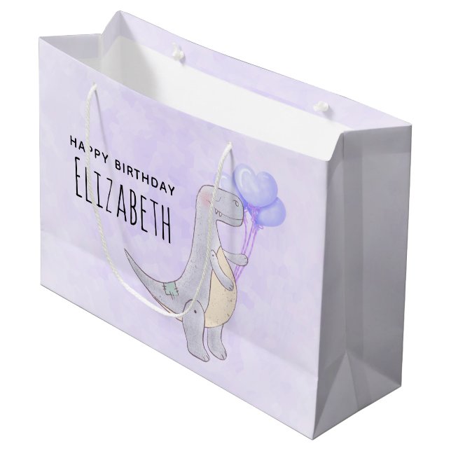 Niedliches Tyrannosaurus Rex Dinosaurier Spielzeug Große Geschenktüte (Vorderseite Schrägansicht)
