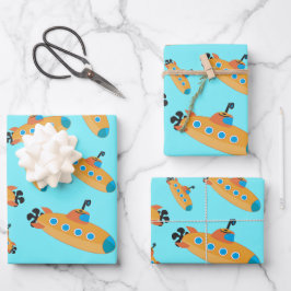 Niedliches U-Boot-Muster Kids-Party Geschenkpapier Set