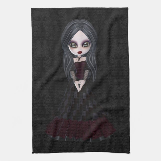 Niedliches u. Creepy Goth Geschirrtuch (Vertikal)
