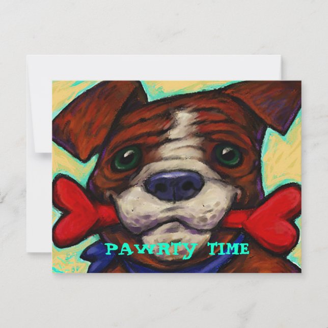 NIEDLICHES U. PLAYFUL PARTY DES HUNDPAWRTY LADEN EINLADUNG (Vorderseite)