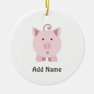 Niedliches Überraschungsschwein Keramikornament