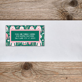 Niedliches Ugly Sweater pink und grün Weihnachten Adressaufkleber