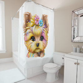 Niedliches und Adorable Baby Yorkie Duschvorhang