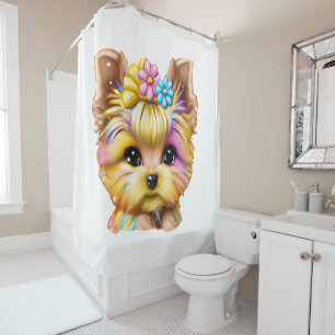 Niedliches und Adorable Baby Yorkie Duschvorhang