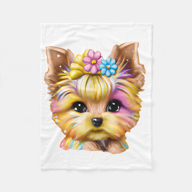Niedliches und Adorable Baby Yorkie Fleecedecke (Vorderseite)