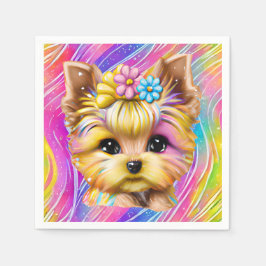 Niedliches und Adorable Baby Yorkie Serviette