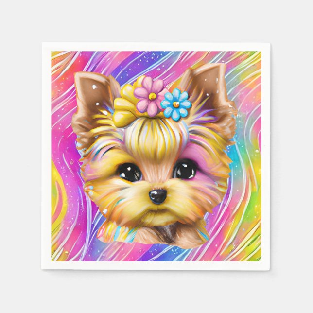 Niedliches und Adorable Baby Yorkie Serviette (Vorderseite)