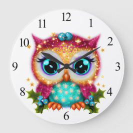 Niedliches und Adorable Kawaii Baby Owl Große Wanduhr