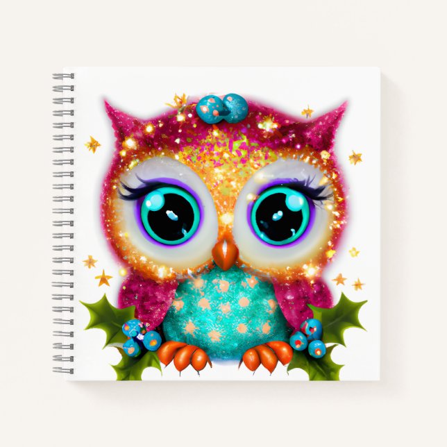 Niedliches und Adorable Kawaii Baby Owl Notizbuch (Vorderseite)