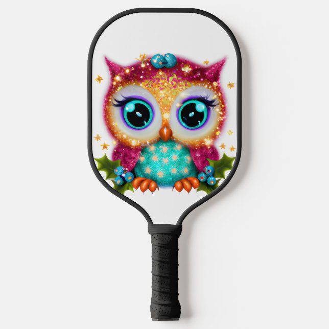 Niedliches und Adorable Kawaii Baby Owl Pickleball Schläger (Vorderseite)