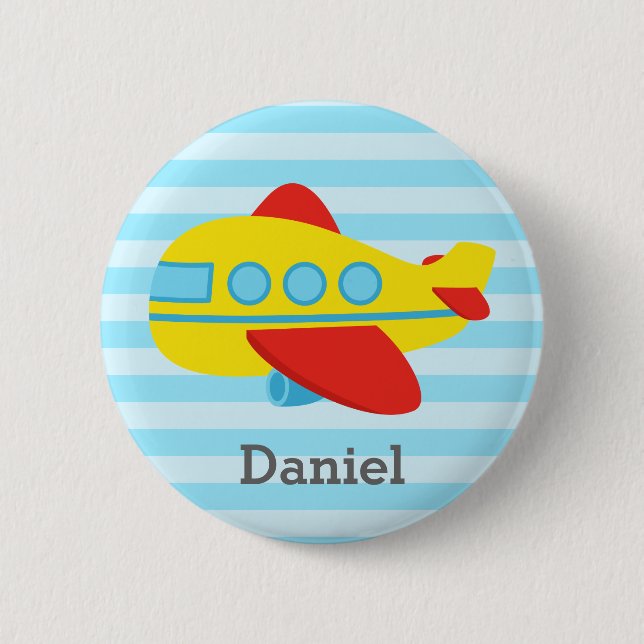 Niedliches und buntes Passagier-Flugzeug, für Button (Vorderseite)