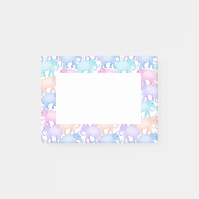 Niedliches und buntes Pastellelefant-Muster Post-it Klebezettel (Vorderseite)