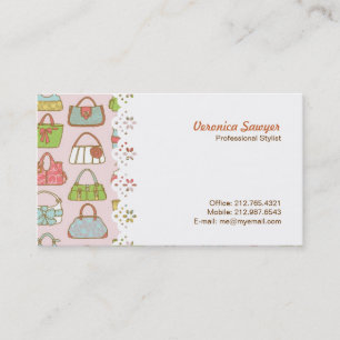 Niedliches und buntes Taschen-Illustrations-Muster Visitenkarte