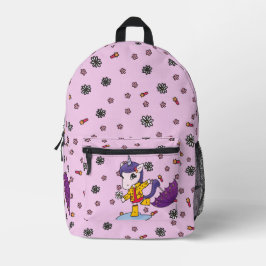 Niedliches und einfaches rosa Blumenhorn im Regenm Bedruckter Rucksack