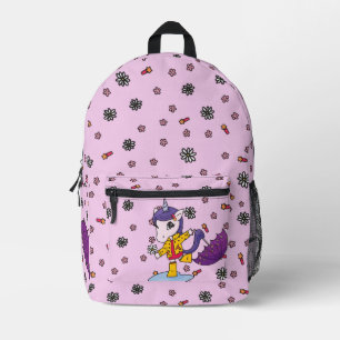 Niedliches und einfaches rosa Blumenhorn im Regenm Bedruckter Rucksack
