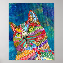 Niedliches und farbiges Abstraktes Katzenposter Poster