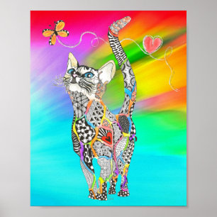 Niedliches und farbiges Katzenposter - 8"x10" Poster