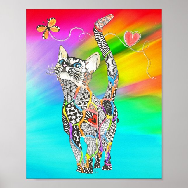 Niedliches und farbiges Katzenposter - 8"x10" Poster (Vorne)