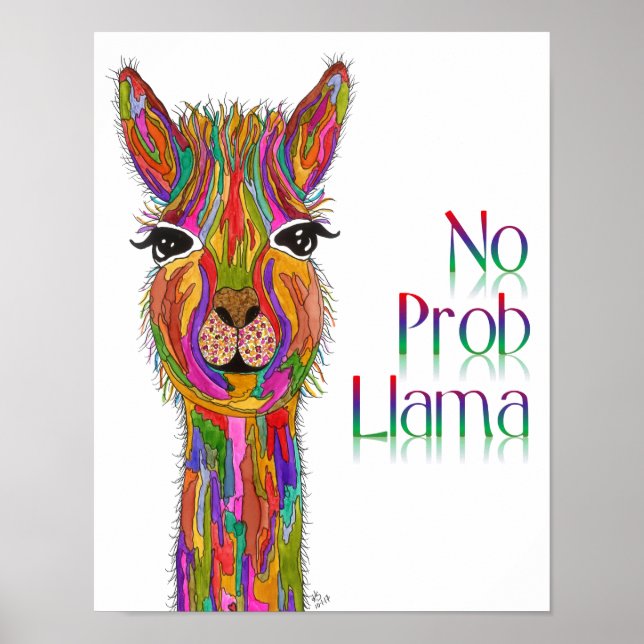Niedliches und farbiges Lama-Poster 11x14" Poster (Vorne)